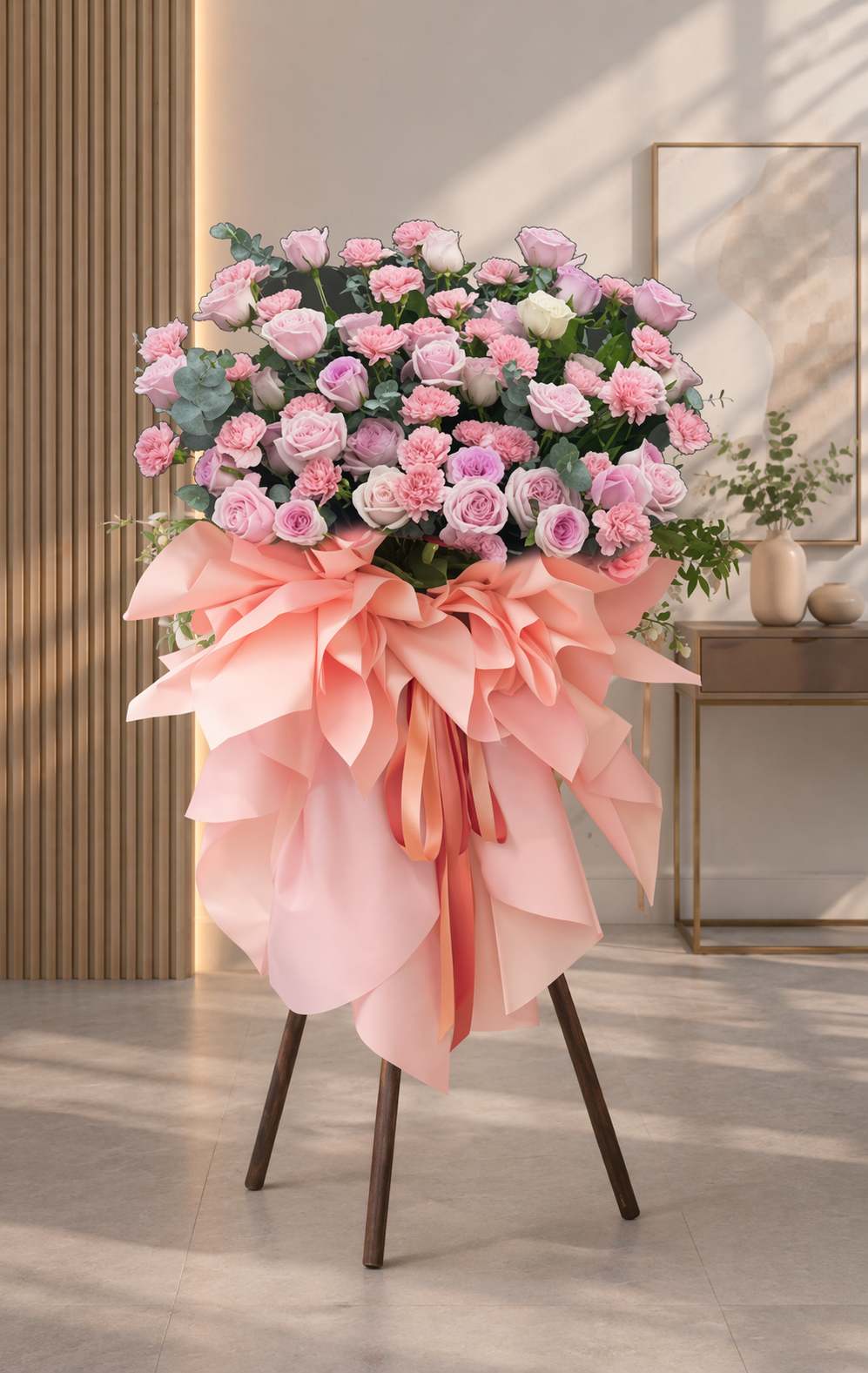 粉色系开业花牌~Pink-themed opening floral arrangement