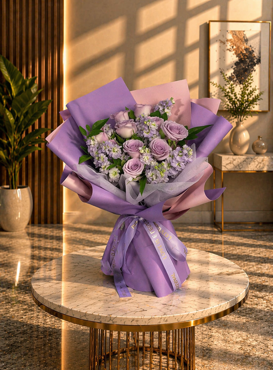 10支紫玫瑰混搭花束~A bouquet of 10 purple roses