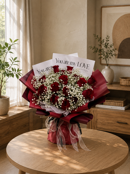 16支红玫瑰花束~Bouquet of 16 red roses