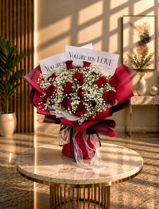 16支红玫瑰花束~Bouquet of 16 red roses