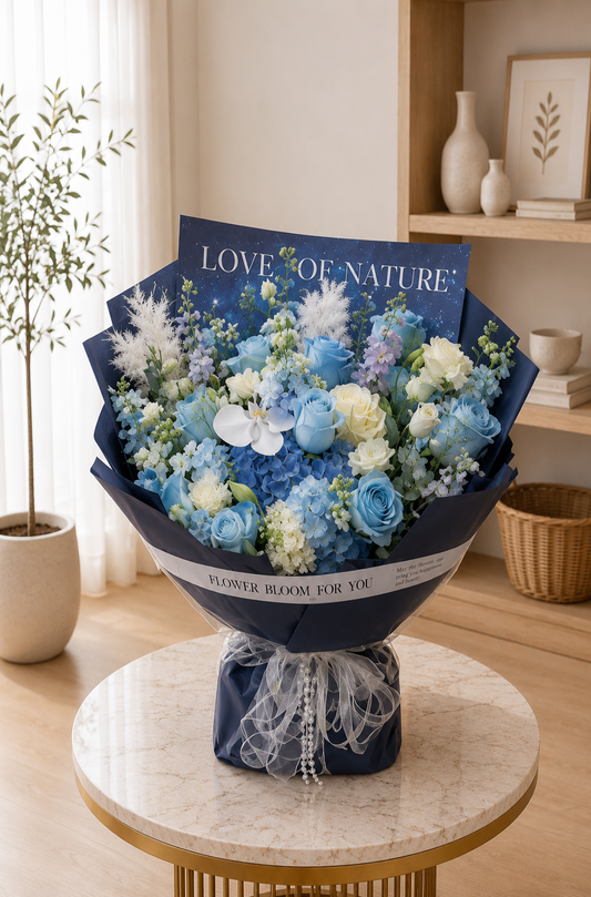 蓝白色系混搭花束~Blue and white mixed bouquet